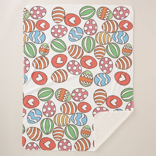 Colorful Easter Eggs Sherpa Blanket (Front)