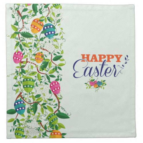 Colorful Easter Eggs  Spring Flowers Napkin