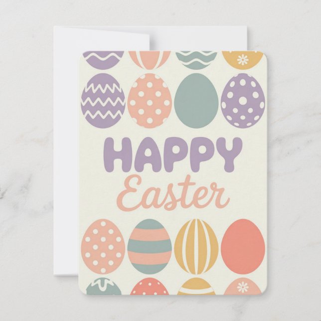 Colorful Easter Eggs Spring Pastel Holiday Card (Front)