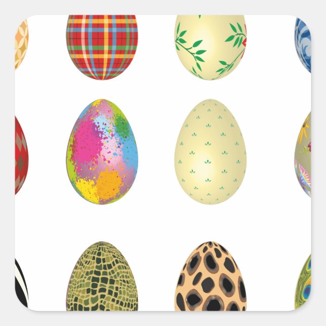 colorful easter eggs square sticker (Front)