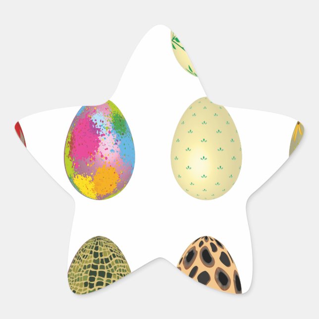 colorful easter eggs star sticker (Front)