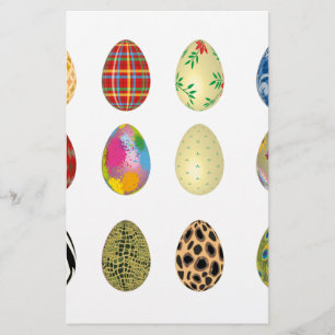 colorful easter eggs stationery