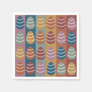 Colorful Easter Eggs Stripes Pattern Happy Easter  Napkins