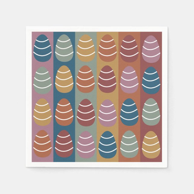 Colorful Easter Eggs Stripes Pattern Happy Easter  Napkins (Front)