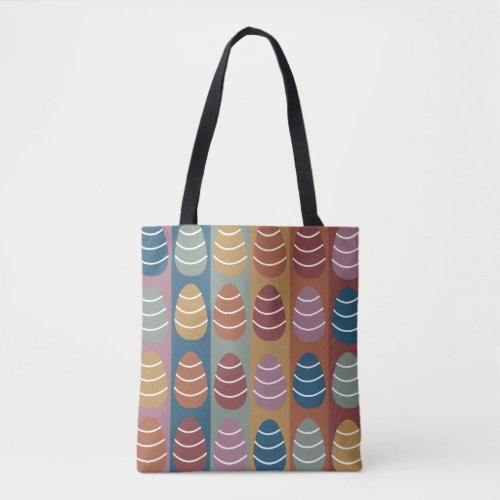 Colorful Easter Eggs Stripes Pattern Happy Easter  Tote Bag