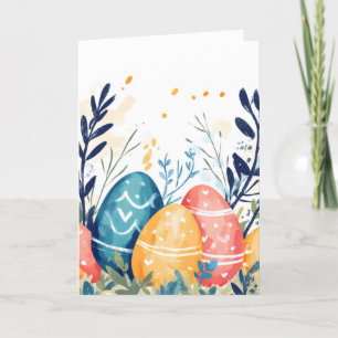 Colorful Easter Eggs Watercolor Holiday Card