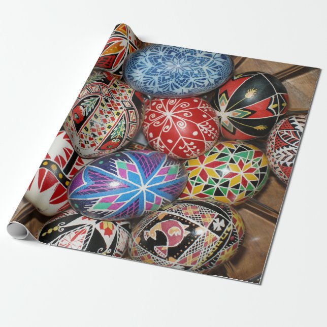 Colorful Easter eggs Wrapping Paper (Unrolled)