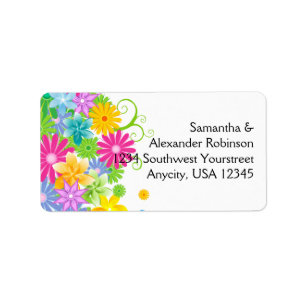 Colorful Easter Flower Bunch Label