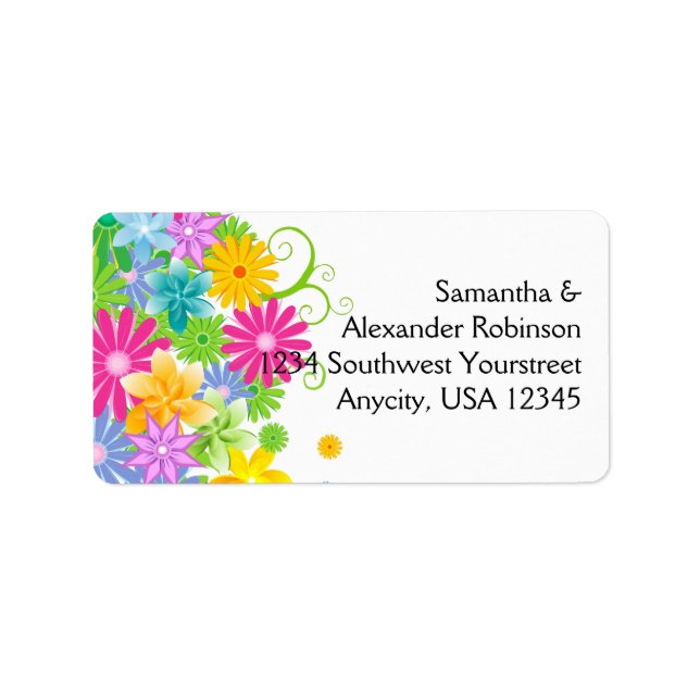 Colorful Easter Flower Bunch Label (Front)