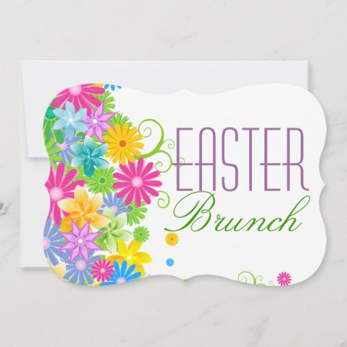 Colorful Easter Flowers Brunch andor Egg Hunt Invitation