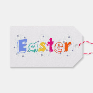 Colorful “Easter” Lettering  Gift Tags