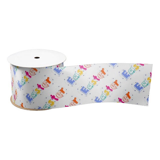 Colorful “Easter” Lettering  Satin Ribbon (Spool)