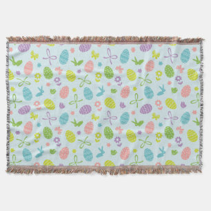 Colorful Easter Spring Pattern   Throw Blanket
