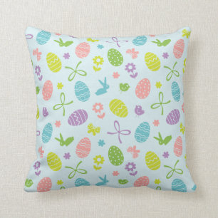 Colorful Easter Spring Pattern   Throw Pillow
