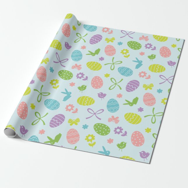 Colorful Easter Spring Pattern | Wrapping Paper (Unrolled)