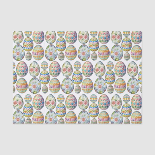 Colorful Easter Whimsical  Egg Pattern Tissue Paper (Front)