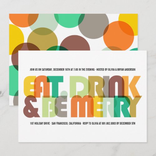 Colorful Eat Drink & Be Merry Holiday Party Invite