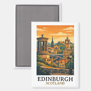 Colorful Edinburgh Scotland Castle Vintage Travel Magnet