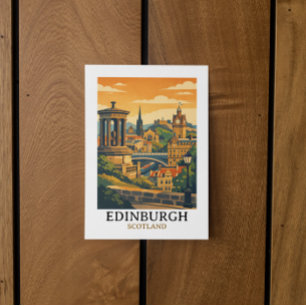Colorful Edinburgh Scotland Castle Vintage Travel Postcard