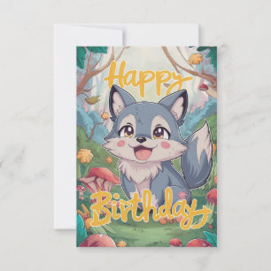 Colorful Editable Wolf Digital Birthday  Card