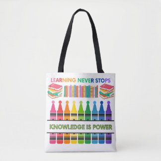 Colorful Educational Tote Bag-Learning Never Stops