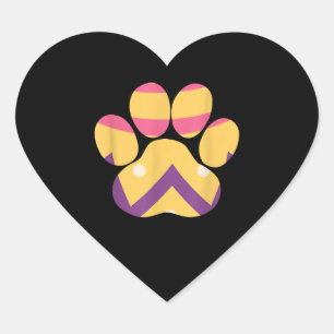 Colorful Egg Easter Paw Funny Dog Cat Lovers Easte Heart Sticker