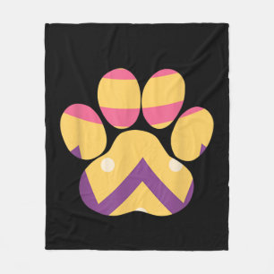 Colorful Egg Easter Paw Funny Dog Cat Lovers Gift Fleece Blanket