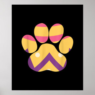 Colorful Egg Easter Paw Funny Dog Cat Lovers Gift Poster
