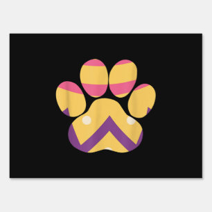 Colorful Egg Easter Paw Funny Dog Cat Lovers Gift Sign