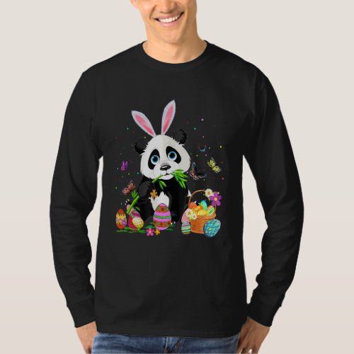 Colorful Egg Happy Easter Day Cute Panda Bunny Egg T_Shirt