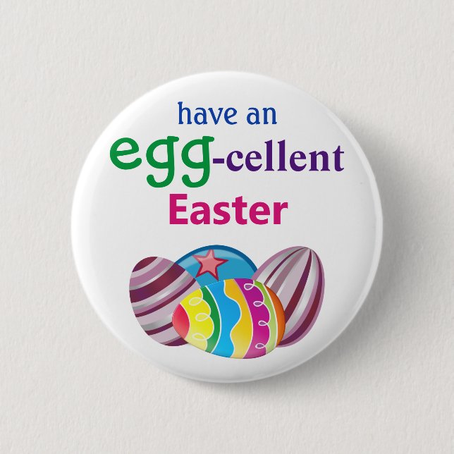 Colorful EGGcellent Easter Egg  Button (Front)