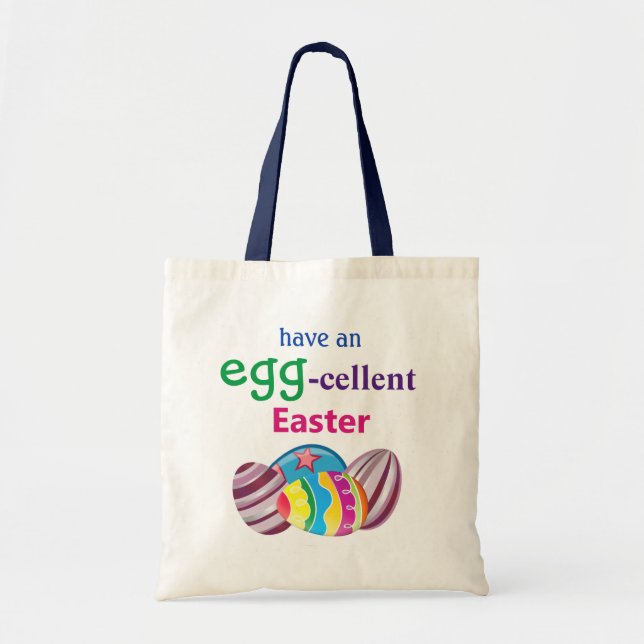 Colorful EGGcellent Easter Egg Tote Bag (Front)