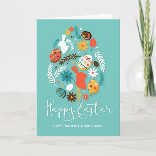 Colorful Eggs and Flowers Happy Easter Holiday Card