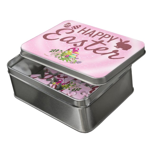 Colorful Eggs And Glitter Text Jigsaw Puzzle (Lid Open)