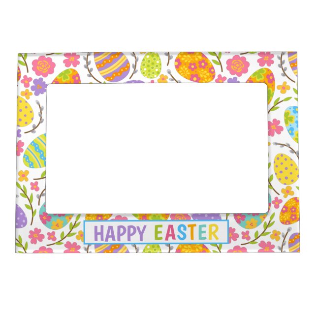 Colorful Eggs Happy Easter Magnetic Frame (Front)