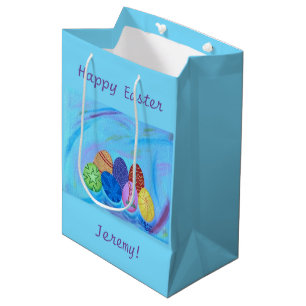 Colorful eggs, Happy Easter, personalized gift bag