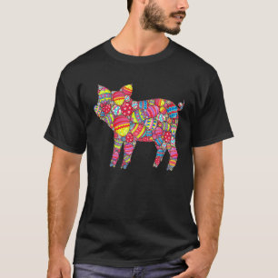 Colorful Eggs Pig Easter Day Kids T-Shirt