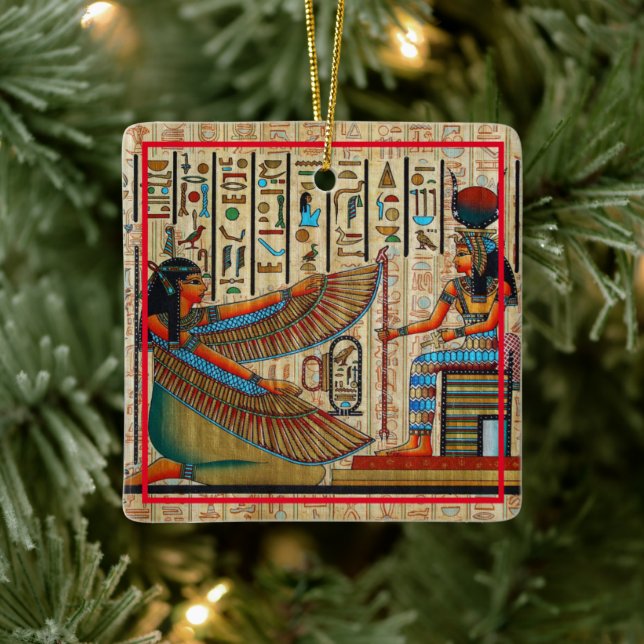 Colorful Egyptian Art on a Ceramic Ornament (Tree)