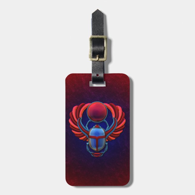Colorful Egyptian Scarab Luggage Tag (Front Vertical)