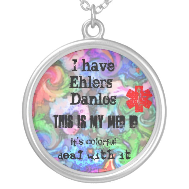 Colorful EHLERS-DANLOS MED ID Silver Plated Necklace (Front)