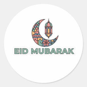 Colorful Eid Mubarak Crescent Moon Sticker