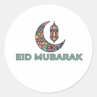 Colorful Eid Mubarak Crescent Moon Sticker