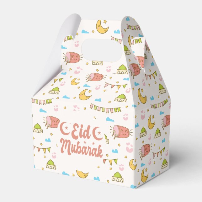 Colorful Eid Mubarak Eid Goodie Favor Box (Front Side)