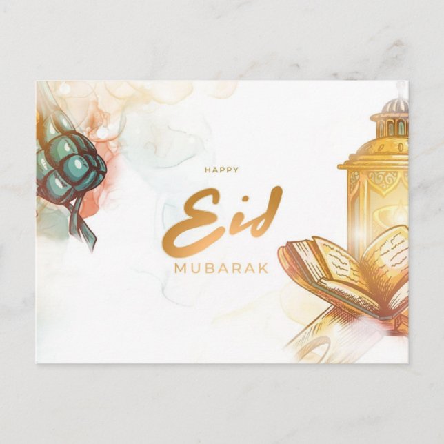 Colorful Eid Mubarak  Holiday Postcard (Front)
