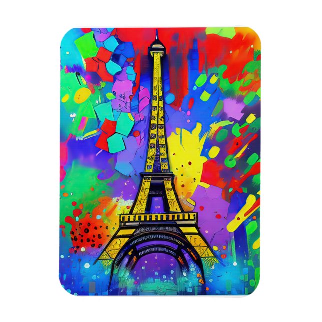 Colorful Eiffel painting Magnet (Vertical)
