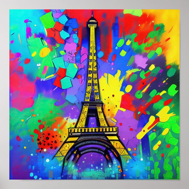 Colorful Eiffel painting Poster (Front)