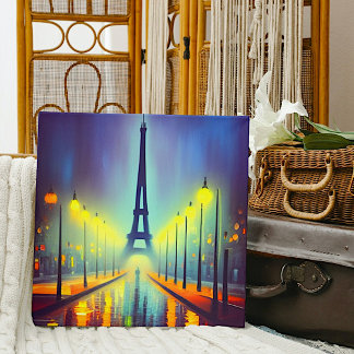 Colorful Eiffel Tower at Night  Canvas Print