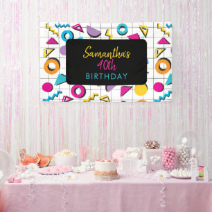 Colorful Eighties 80's Retro Geometric Birthday Banner