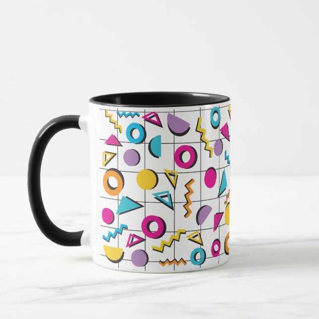Colorful Eighties 80's Retro Geometric Pattern  Mug (Left)