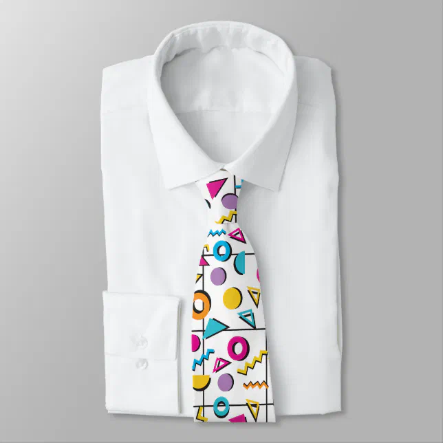 Colorful Eighties 80's Retro Geometric Pattern Neck Tie | Zazzle
